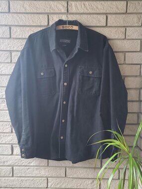 'Dakota' black canvas button-up fleece lined carhartt style workwear jacket L
